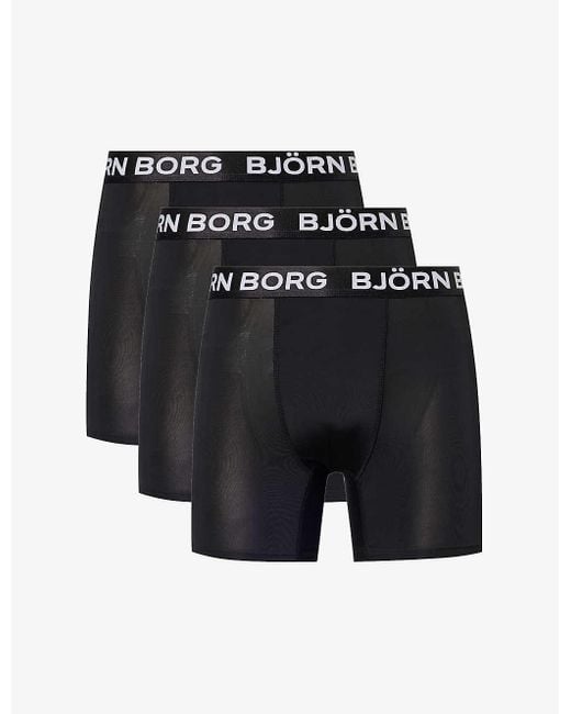 Björn Borg Branded-waistband Stretch Recycled-polyester Boxers Xx in Black  for Men