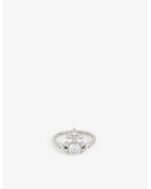 Vivienne Westwood White Colette Platinum-plated Sterling-silver And Cubic Zirconia Ring