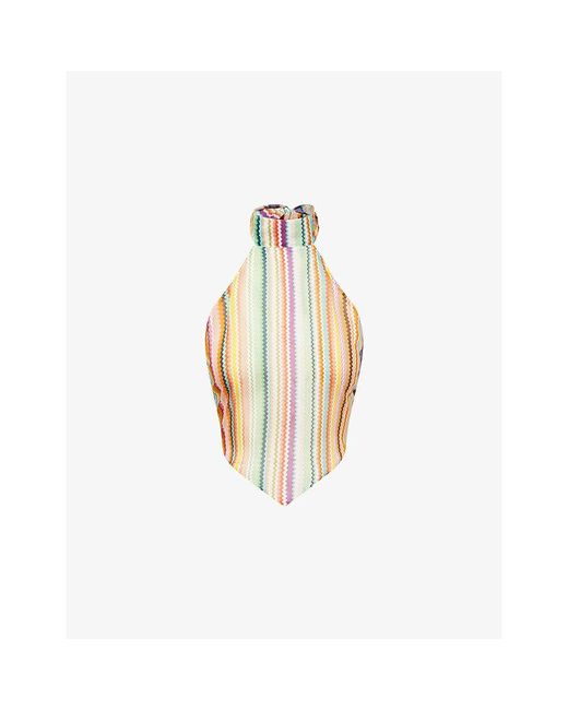 Missoni Metallic Chevron Halterneck Cotton-Blend Top