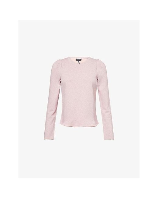ME+EM Pink Raw-Edge Cotton-Jersey Sweatshirt