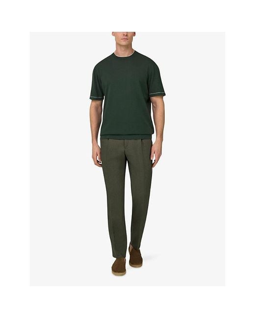 Boggi Green Crew-Neck Cotton Crêpe Knit T-Shirt for men