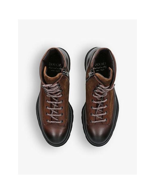 Doucal's Brown Zipped Leather And Suede Boots for men
