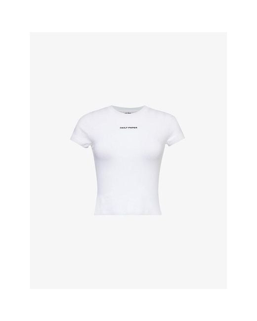 Daily Paper White Round-neck Logo-pattern Stretch-cotton T-shirt