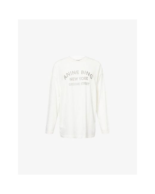 Anine Bing White Ivan Long-Sleeve Cotton T-Shirt