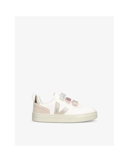 Veja White Kids' V-10 Leather Low-Top Trainers for men