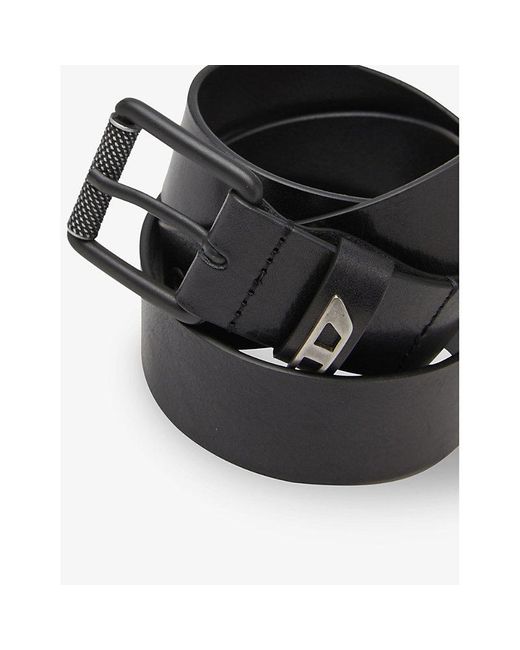 DIESEL Black B-Dave Ii Monogram Leather Belt for men