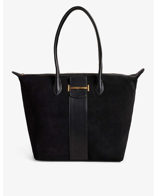 Ted Baker Black Edala Branded-hardware Suede Tote Bag