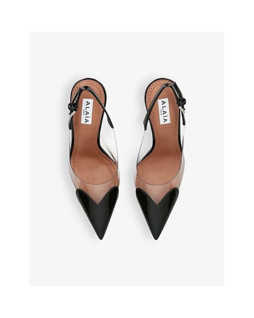 Alaïa Black Cœur 90 Patent-Leather Heeled Slingbacks