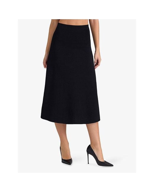 House Of Cb Black Asti A-Line Stretch-Woven Midi Skirt Xs (A-C Cup)