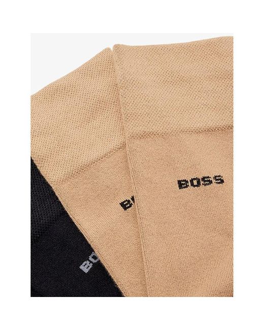 Boss White Logo-pattern Pack Of Two Cotton-blend Socks for men