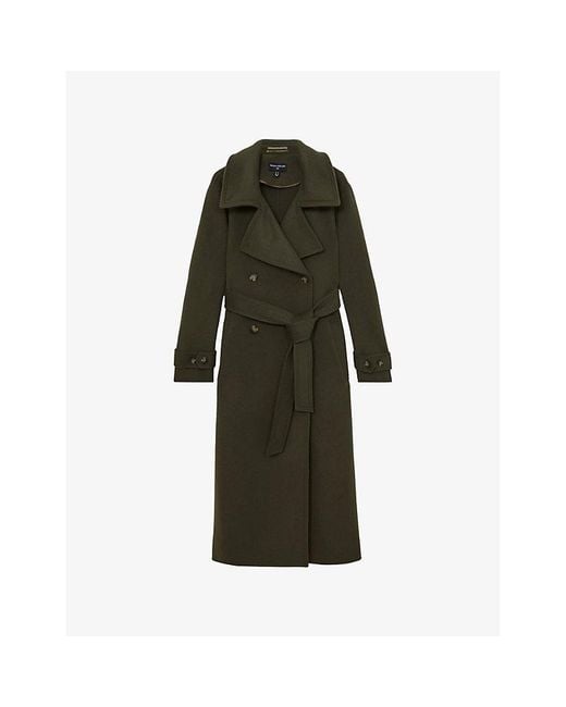 Reiss Green X Atelier Scarlett Belted-Waist Wool Coat