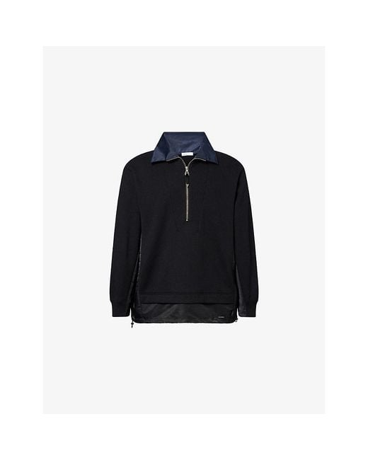 Toga Virilis Blue Porter Half-Zip Cotton Sweatshirt for men