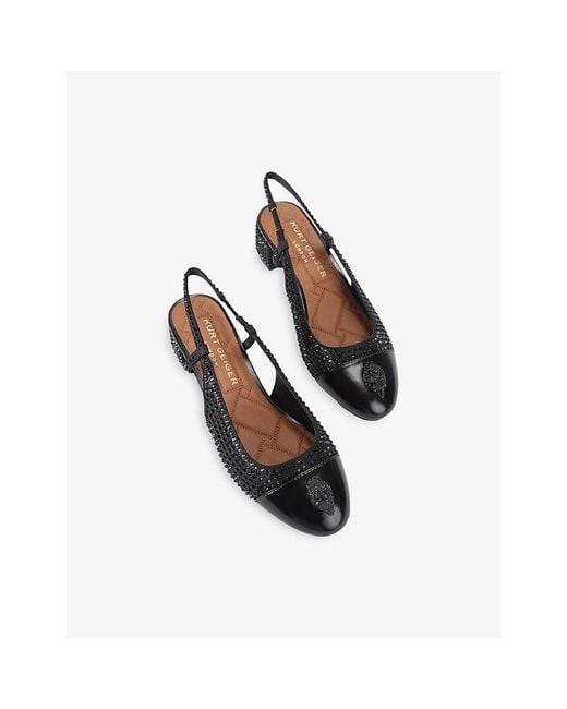 Kurt Geiger Black Sloane Leather Block-Heel Slingback Courts