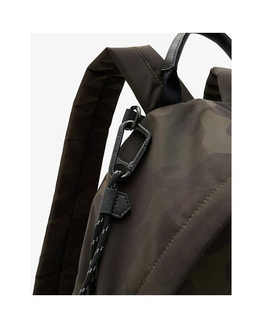 AllSaints Black Carabiner Logo-patch Shell Backpack for men