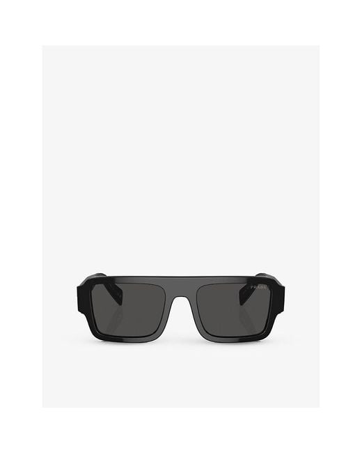 Prada Gray Pr A05s Rectangle-frame Acetate Sunglasses for men