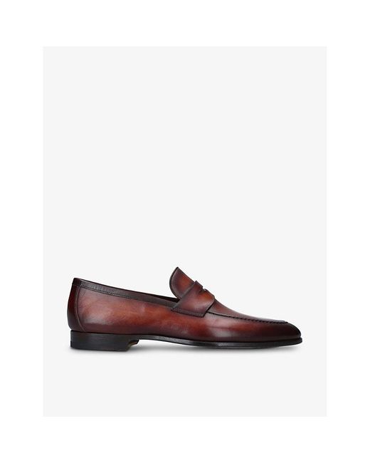 Magnanni Shoes Red Delos Leather Dress Loafers for men