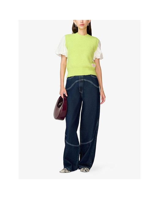 OMNES Yellow Riri Logo-Patch Knitted Vest