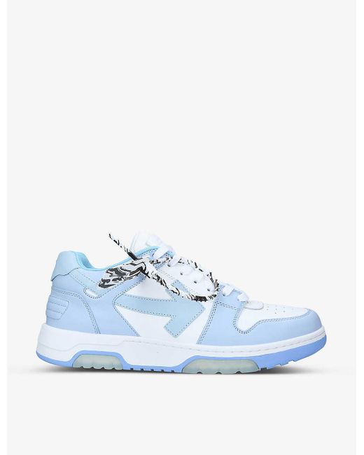 Off-White c/o Virgil Abloh Blue Out Of Office Logo-embroidered Leather Low-top Trainers for men