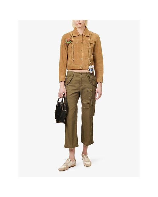COACH Natural X Brain Dead Strap Charm Leather-Suede Jacket