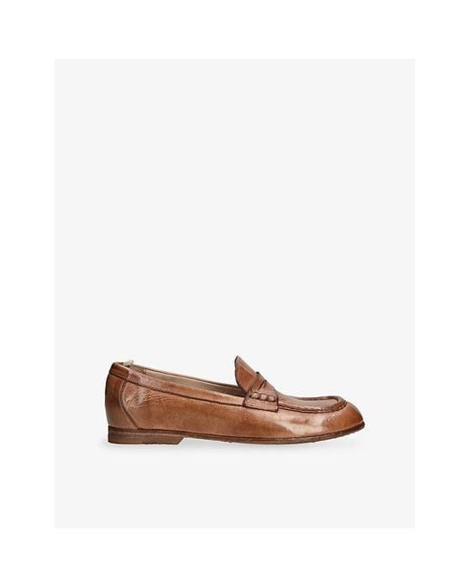 Officine Creative Brown Badge Leather Loafers