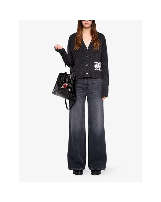Zadig & Voltaire Black Masy Rock Merino Wool Cardigan