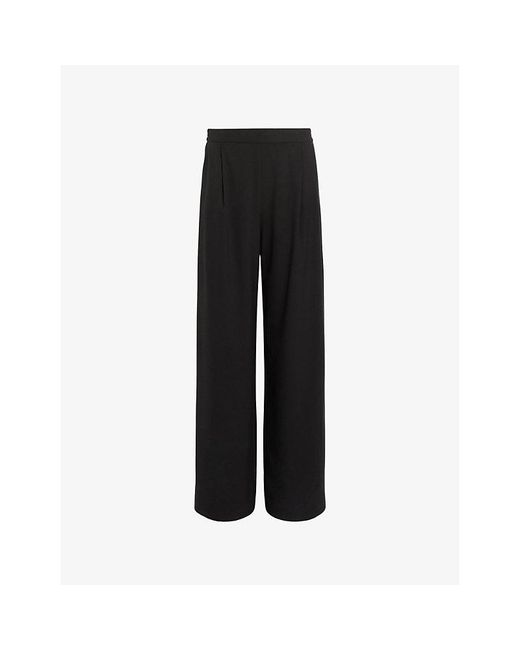 AllSaints Black Aleida Wide-Leg Mid-Rise Woven Trousers
