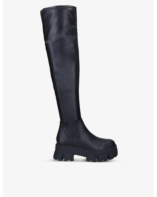 ALDO Blue Grandmode Chunky-soled Thigh-high Faux-leather Boots