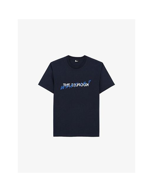 The Kooples Blue Logo-Print Crewneck Cotton-Jersey T-Shirt Xxl for men