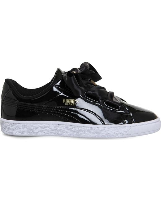 PUMA Basket Heart Patent-leather Trainers in Black | Lyst