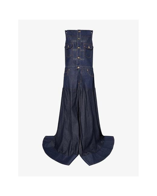 Sacai Women's Blue X Levi's Flared Sleeveless Denim Jumpsuit