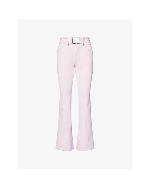BO+TEE Pink Embroidered-Logo Flared-Leg Stretch-Woven Salopettes