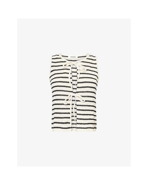 4th & Reckless White Bria Tie-Front Knitted Top