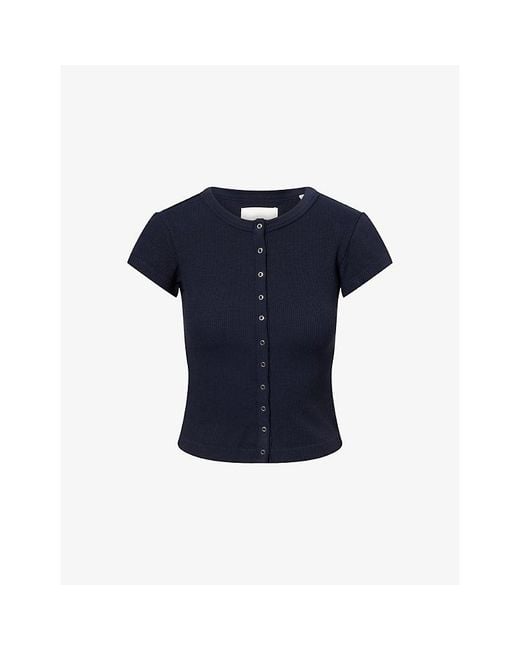 Citizens of Humanity Blue Tabi Ribbed Knit Top