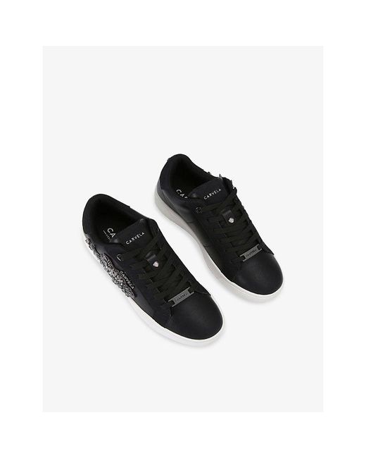 Carvela Kurt Geiger Black Mortella Faux-Leather Low-Top Trainers