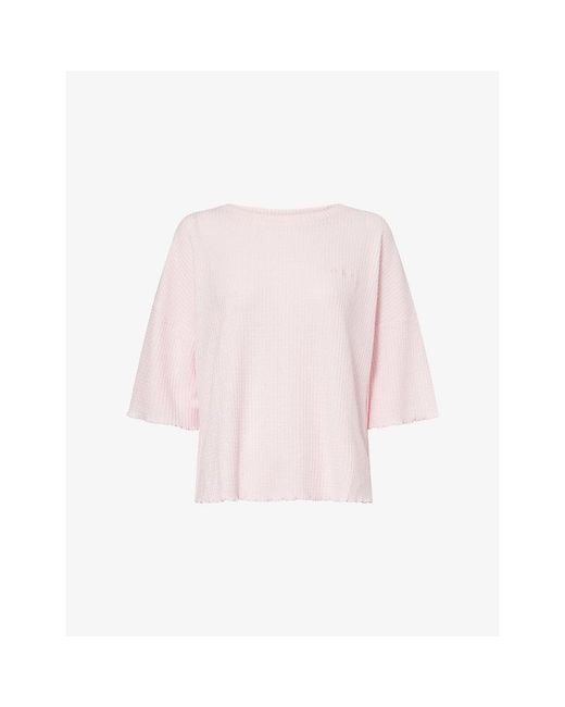 Lounge Underwear Pink Soft Waffle Knitted Pyjama Top