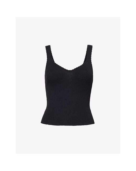 PAIGE Black Odile Ribbed Knitted Top