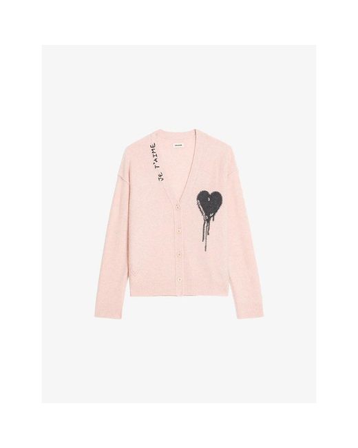 Zadig & Voltaire Pink Mirkaz V-Neck Cashmere Cardigan