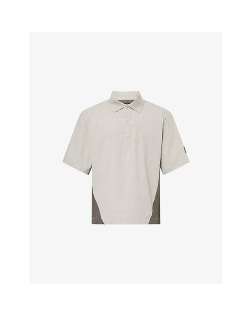 Manors White Shooter Branded Stretch-Woven Polo Shirt for men