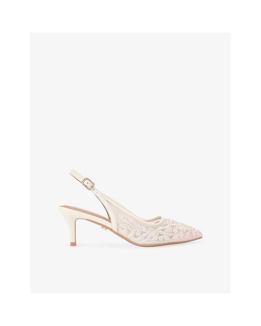 Carvela Kurt Geiger White Positano Low Lace Slingbacks
