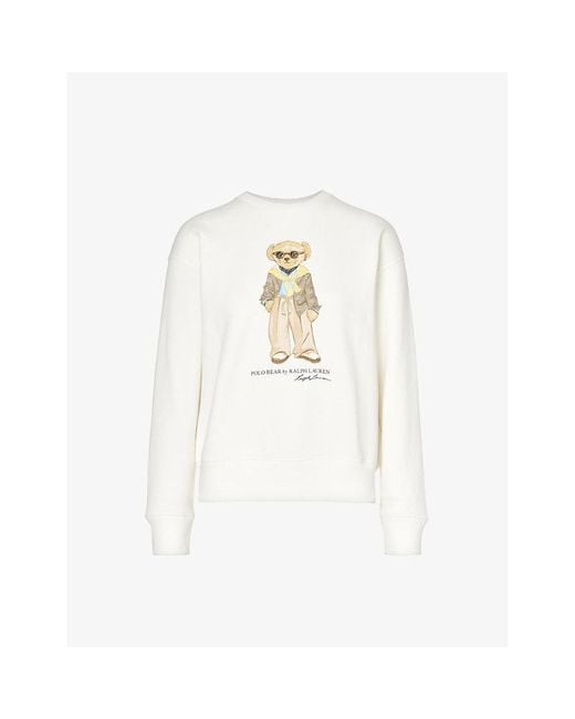 Polo Ralph Lauren White Bear-print Regular-fit Cotton-blend Sweatshirt