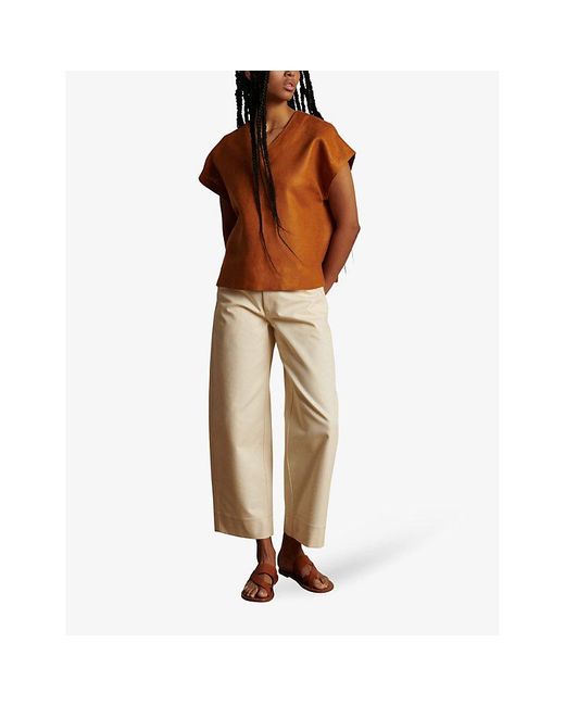 Soeur Uzes V-neck Relaxed-fit Linen Blouse in Brown | Lyst Canada