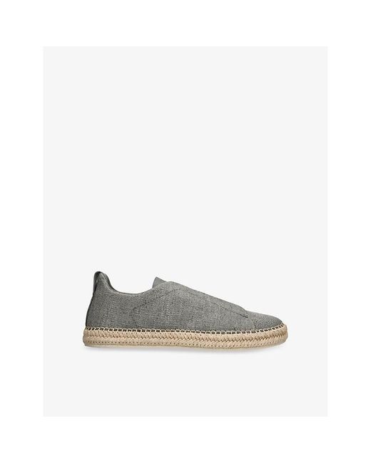 Zegna Gray Triple Stitch Canvas Espadrilles for men
