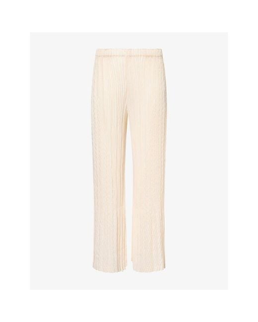 Issey Miyake Natural Unfurling Pleats Cropped Knitted Trousers