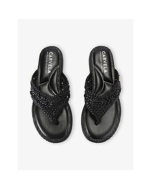 Carvela Kurt Geiger Black Portofino Woven Sandals