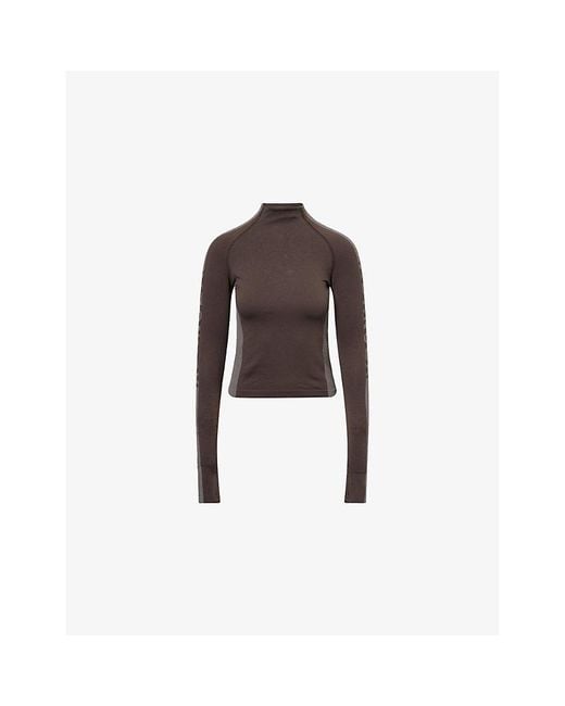 ADANOLA Brown Jacquard Seamless Jacquard Jersey Top