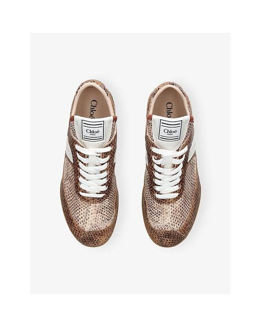 Chloé Brown Kick Low Suede Trainers