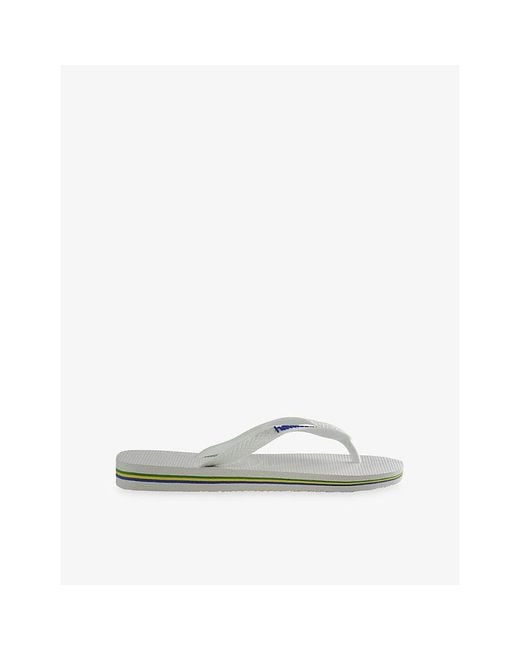 Havaianas Green Brasil-Flag And Logo Rubber Flip Flops