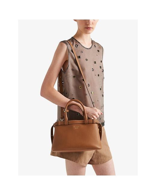 Prada Brown Buckle Small Leather Tote Bag