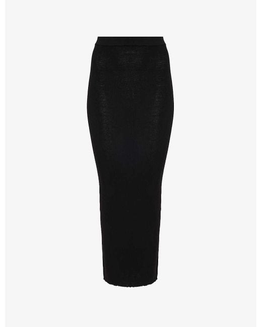 Rick Owens Black Split-hem Slim-fit High-rise Stretch Wool-blend Mini Skirt