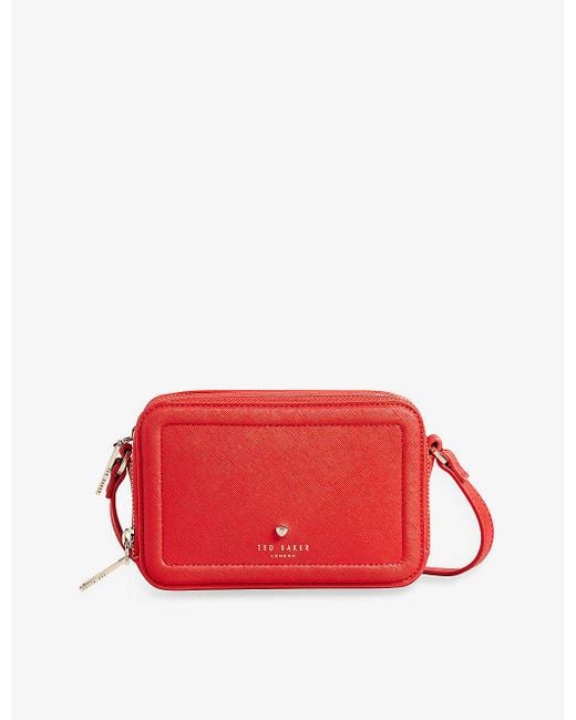 Ted Baker Stinah Heartstudded Small Fauxleather Camera Bag in Red